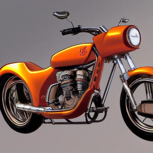 Prompt: concept art of a 1970s motorcycle, high detail, high definition, 8k