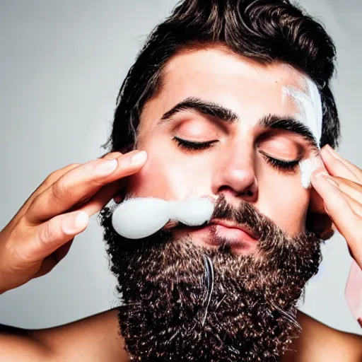 Image similar to man shaving beard into sink