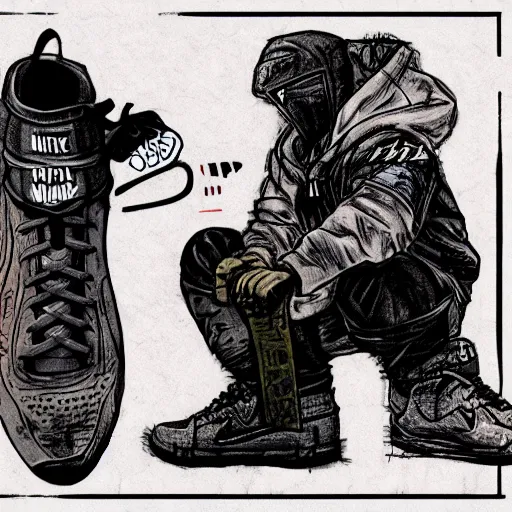 Prompt: nike campaign in the style of dorohedoro