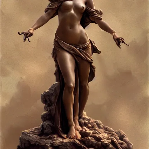 Image similar to jessica alba marble statue, cinematic lighting, fantasy, intricate, highly detailed, lifelike, photorealistic, digital painting, artstation, illustration, concept art, sharp focus, art by john collier and albert aublet and krenz cushart and artem demura and alphonse mucha