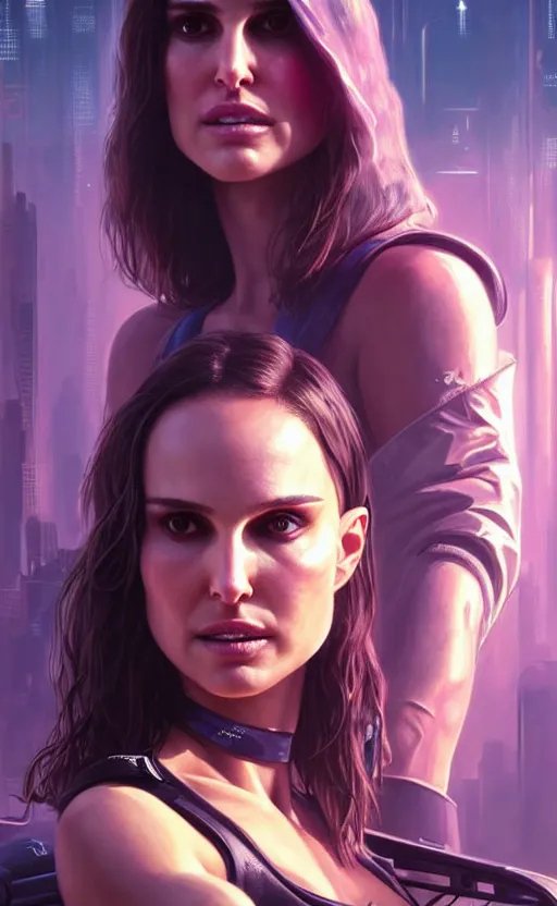 Prompt: portrait of Natalie Portman as a character in arabian Cyberpunk 2077, looking at camera, intricate, dystopian, sci-fi, extremely detailed, digital painting, artstation, concept art, smooth, sharp focus, illustration, intimidating lighting, incredible art by artgerm and greg rutkowski and alphonse mucha and simon stalenhag