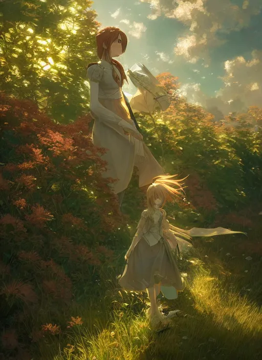 Image similar to a portrait of the emerald herald in the garden, intricate, tone mapped, ambient lighting, highly detailed, digital painting, concept art, sharp focus, by makoto shinkai and akihiko yoshida and wlop