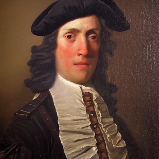 Prompt: Jerma985 wearing a colonial wig in an 18th century 1700's Painting, detailed, highly detailed, heroic, epic, complex, very detailed, realistic, HD quality, 8k resolution, body and headshot, Oil Painting, 18th century Painting of Jerma985, Painting, Trending on Artstation