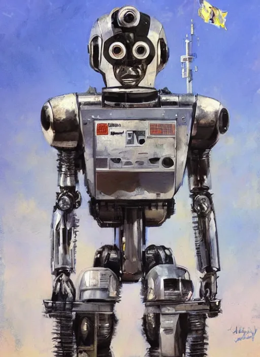 Prompt: sci fi portrait of general augusto pinochet as a robot by john berkey