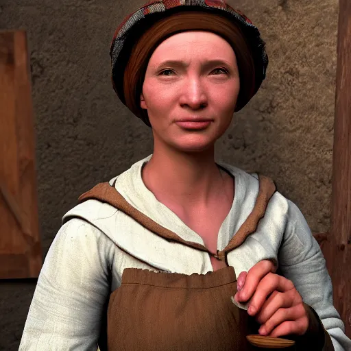 Image similar to peasant woman in medieval tavern, trending on artstation