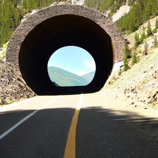 Image similar to a tunnel going through the mountains