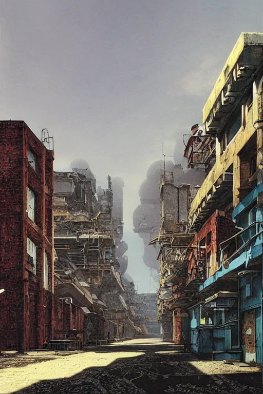 Prompt: a beautifully digital matte grungy street by the sea by angus mckie, greg rutkowski and caspar david friedrich