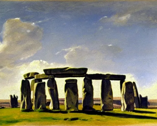 Image similar to painting of Stonehenge by John Singer Sargent