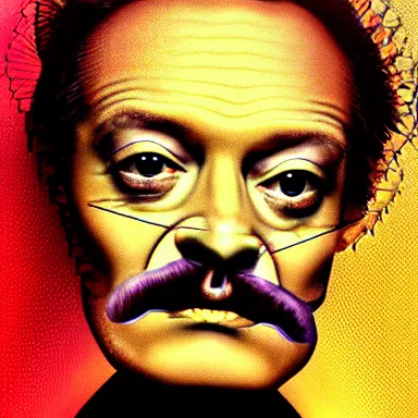 Image similar to portrait of a uncanny artist by Chor Boogie and Salvador Dali collaboration, digital art, mix of aesthetics, close up, high details