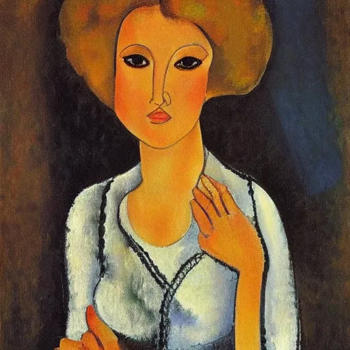 Image similar to Portrait of Dolly Parton by Amedeo Modigliani