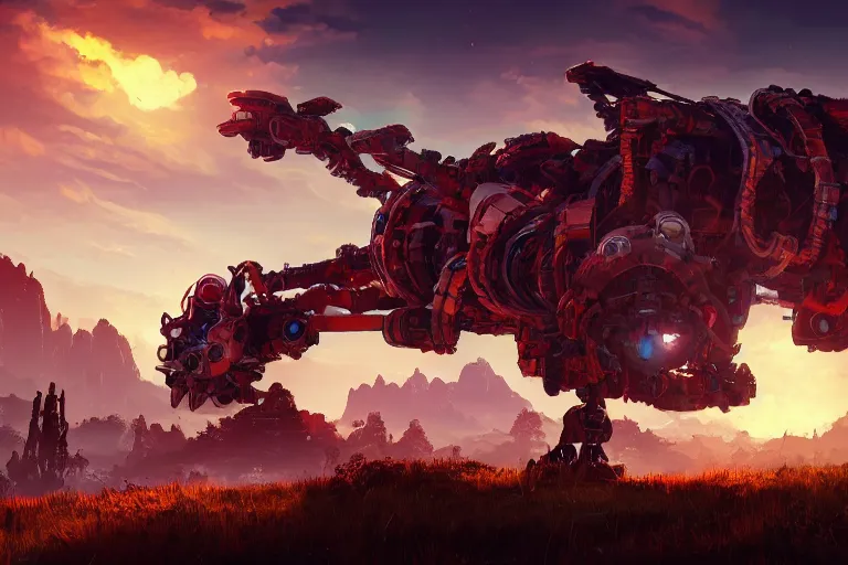 Image similar to scorcher machine mecanical creature robot of horizon forbidden west horizon zero dawn bioluminiscence global illumination ray tracing hdr fanart arstation by ian pesty and alena aenami artworks in 4 k