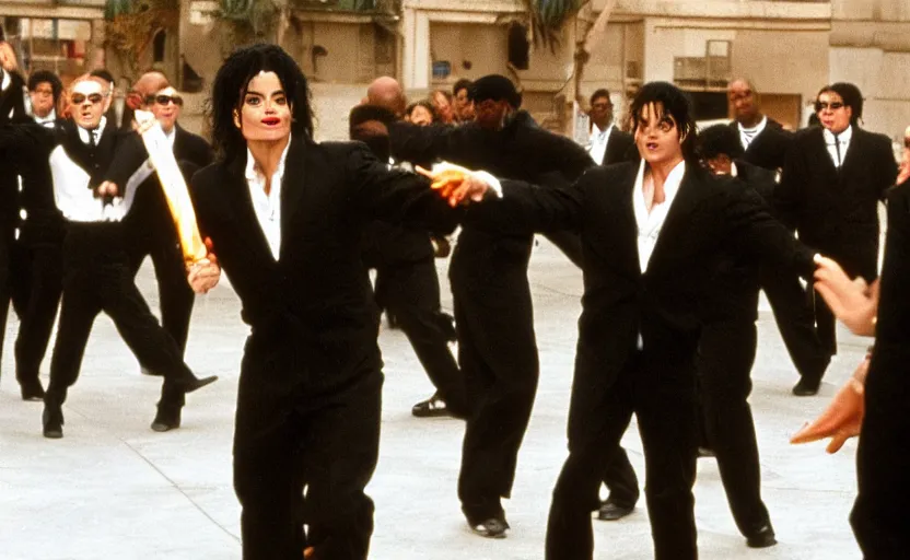 Image similar to michael jackson dancing with a neeble in men in black