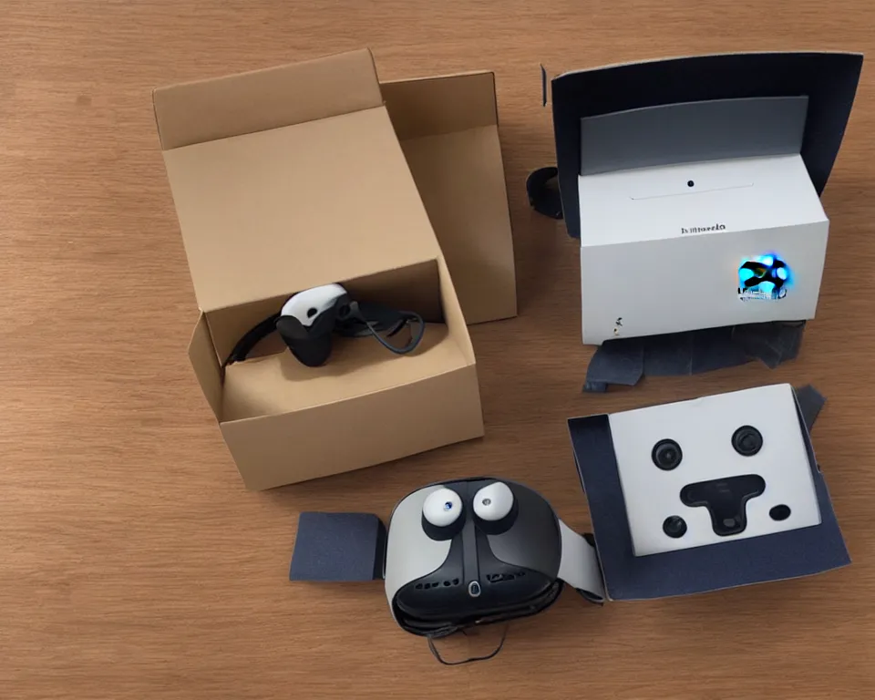 Prompt: nintendo VR headset box