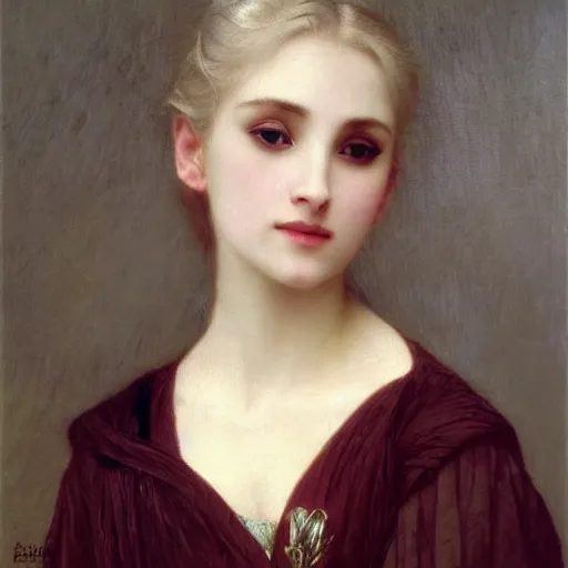 Image similar to portrait painting of a princess, close-up, highly beautiful, elegant, graceful, platinum hair, pale, by Bouguereau, highly detailed