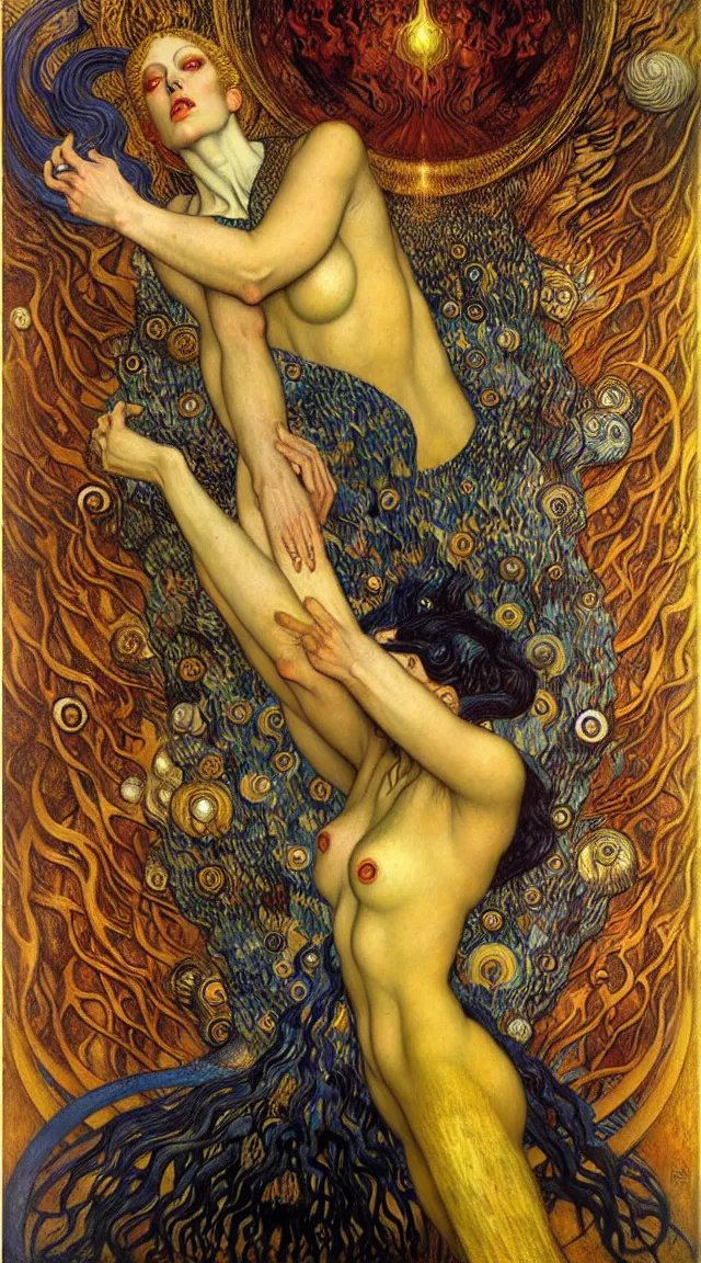 Image similar to Divine Chaos Engine by Karol Bak, Jean Delville, William Blake, Gustav Klimt, and Vincent Van Gogh, symbolist, visionary