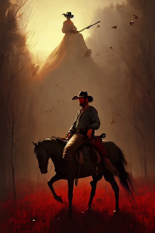 Image similar to hieronymus bosch, greg rutkowski, anna podedworna, painting of red dead redemption