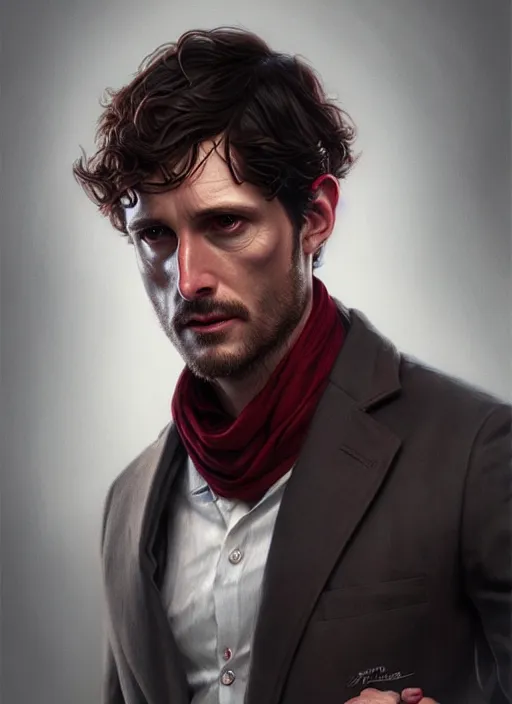 Prompt: ultra realistic illustration, handsome will graham. dark red, blood, intricate, highly detailed, digital painting, artstation, concept art, smooth, sharp focus, illustration, art by artgerm and greg rutkowski and alphonse mucha and wlop