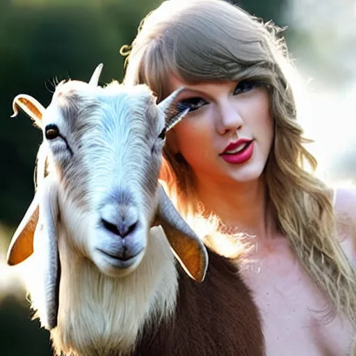 Image similar to the love child of taylor swift and a goat