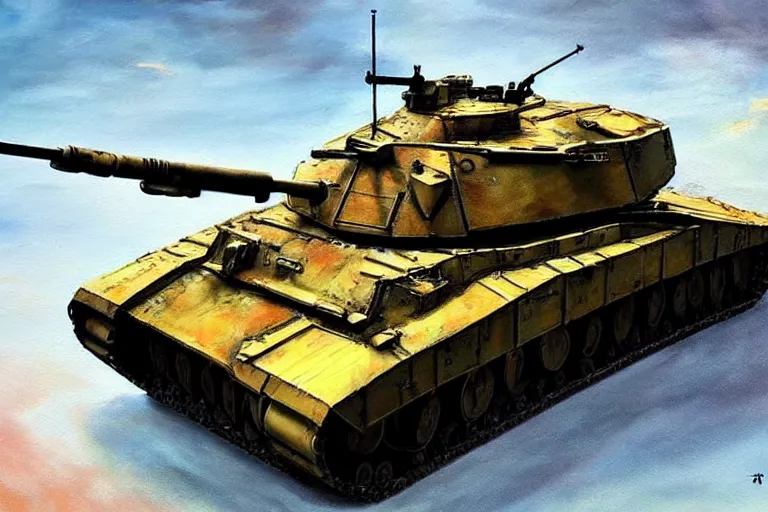 Image similar to t - 9 0, fantasy, painting, ultra realistic!!!, clear weather, golden hour, sharp focus