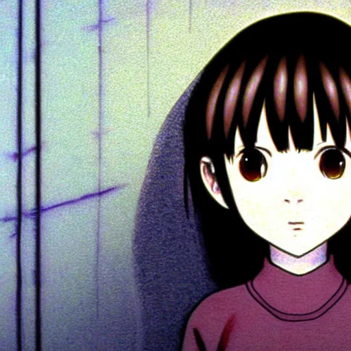 Image similar to a portrait of Lain from serial experiments: Lain Shinji Aramaki