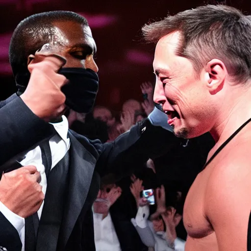 Image similar to elon musk punching kanye west in the face