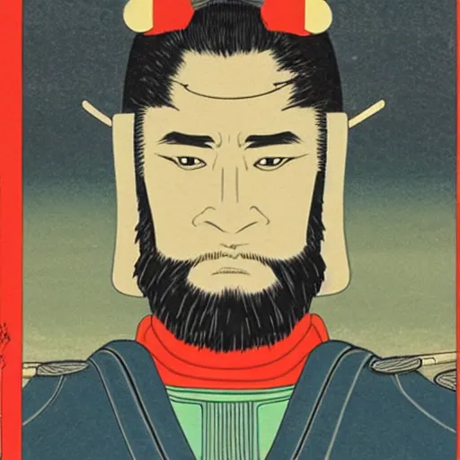 Prompt: Samurai Ted Kaczynski, Ukiyo-e