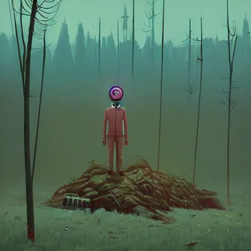 Image similar to The Harbinger, a full-body portrait by Simon Stålenhag