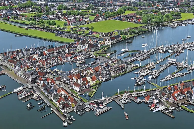 Prompt: a photo of the harbour of the city Numansdorp in The Netherlands