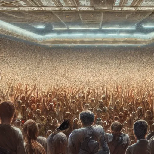 Prompt: Crowd errupts into applause. Digital art, highly detailed, 4k, trending on artstation.