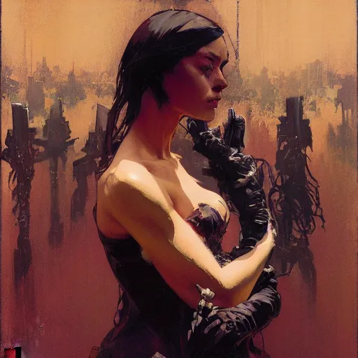 Image similar to liminal cyberpunk, intricate, elegant, highly detailed, greg manchess, mucha, liepke, ruan jia, jeffrey catherine jones, ridley scott