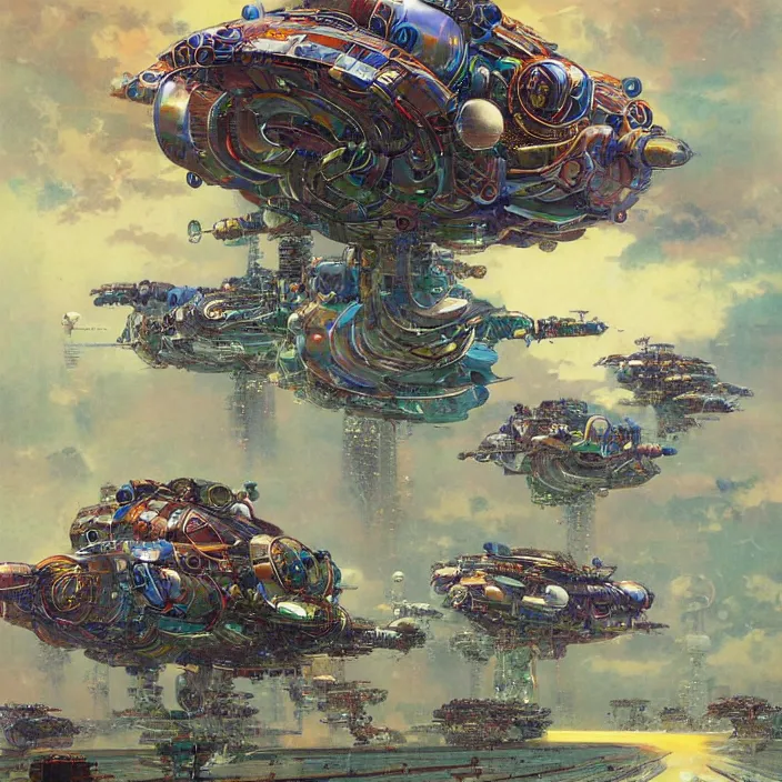 Prompt: cyberpunk mollusc mechs, flowing, aerodynamic, fast, flat art, digital art, hd, by takashi murakami, by bruce pennington