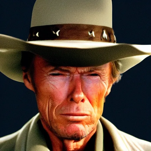 Image similar to donald trump playing the role of clint eastwood, squinting at high noon, in the style of a clint eastwood movie, the good, the bad and the ugly, distinguished, clint eastwood, vibe, glory days, mount rushmore, stern, resolve, formal, justice, american flag, independence, patriotism, symmetry, centered, balance