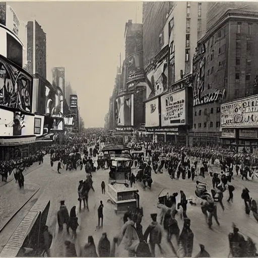 Image similar to 1 9 th century photograph of times square, modern aesthetics,