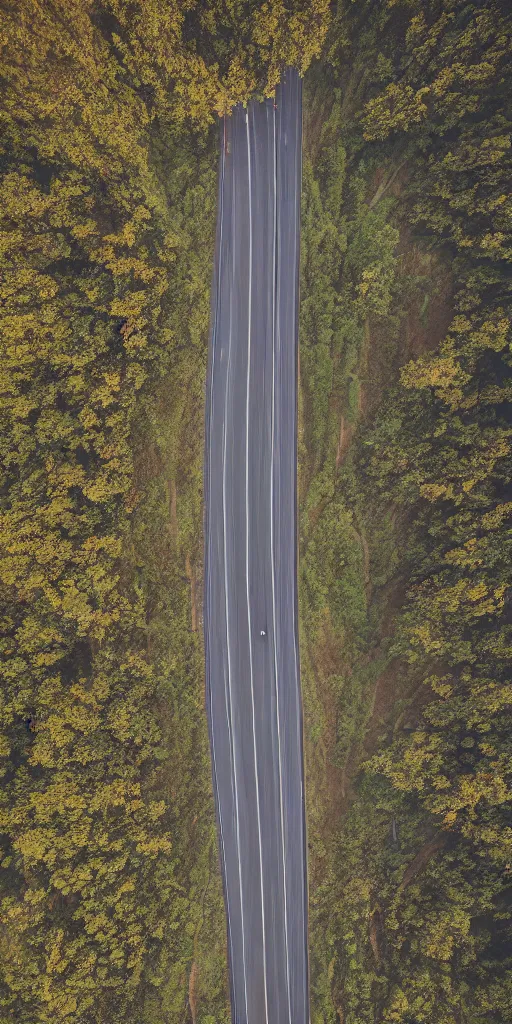 Image similar to detailed dji mavic flying over a mountain road, photo, kodak portra 4 0 0, direct flash, cinematic lighting, anti aliasing