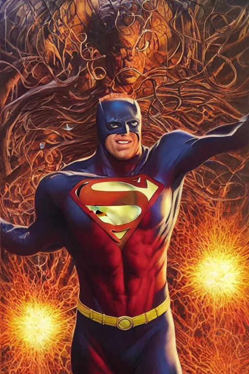 Prompt: a superhero called the flare. art by tomasz alen kopera and glenn fabry and alex ross.