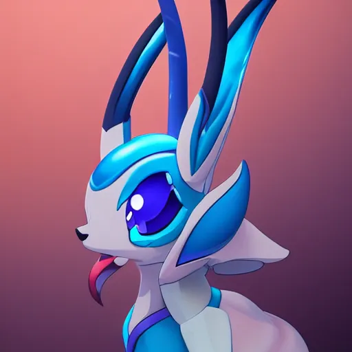 Image similar to aesthetic portrait of a shiny blue sylveon, hyperrealistic, artstation, 4 k, ultra detailed digital art