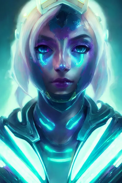 Image similar to lux from league of legends, cyberpunk futuristic neon. yellow glowing eyes, decorated with traditional japanese ornaments by ismail inceoglu dragan bibin hans thoma greg rutkowski alexandros pyromallis nekro rene maritte illustrated, perfect face, fine details, realistic shaded, fine - face, pretty face