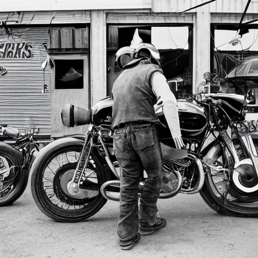 Prompt: a jock attends sturges motorcycle, monochromatic, drama