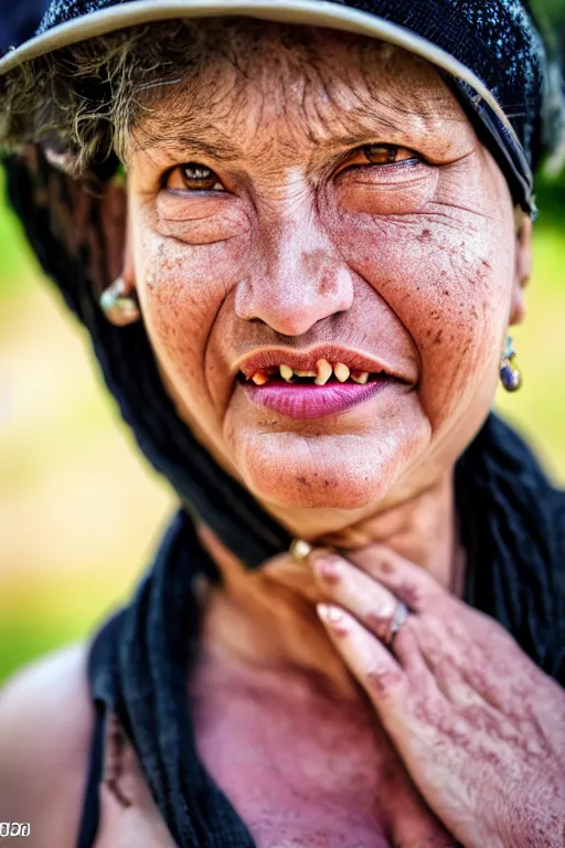 Image similar to real life big mom, pulitzer award, big close up, captured by nikon d 8 5 0, 4 k, body features, face features, bokeh, anatomy features, object features, by daniel berehulak and adnan abidi and preston gannaway