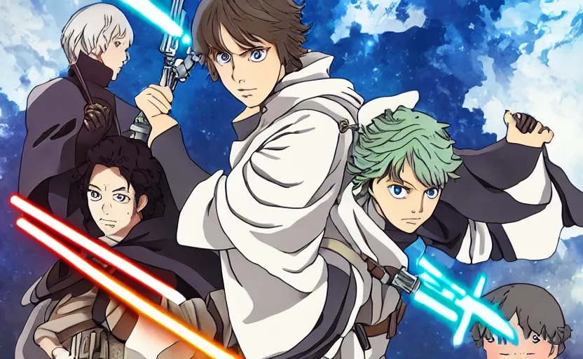 Image similar to luke skywalker in demon slayer anime style by ufotable, and koyoharu gotoge