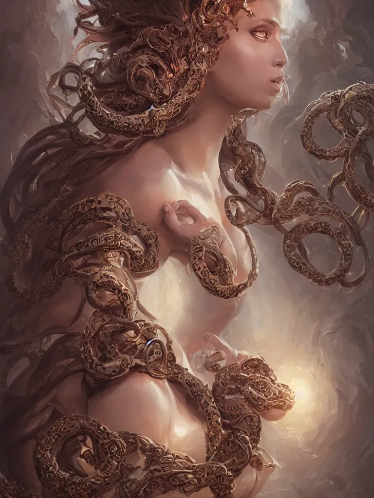 Image similar to desirable medusa, fantasy, intricate, elegant, highly detailed, digital painting, artstation, concept art, matte, sharp focus, illustration, art by artgerm and Greg Rutkowski