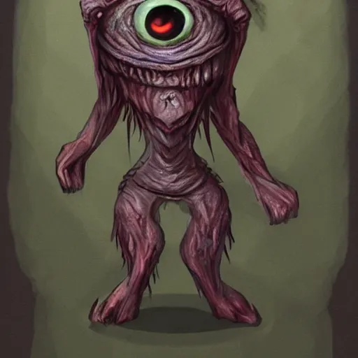 Image similar to a monster with 3 eyes, extra eye in forehead, concept art