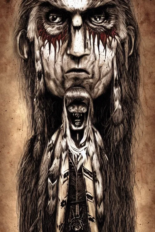 Image similar to mad native american skinwalker artwork by ben templesmith