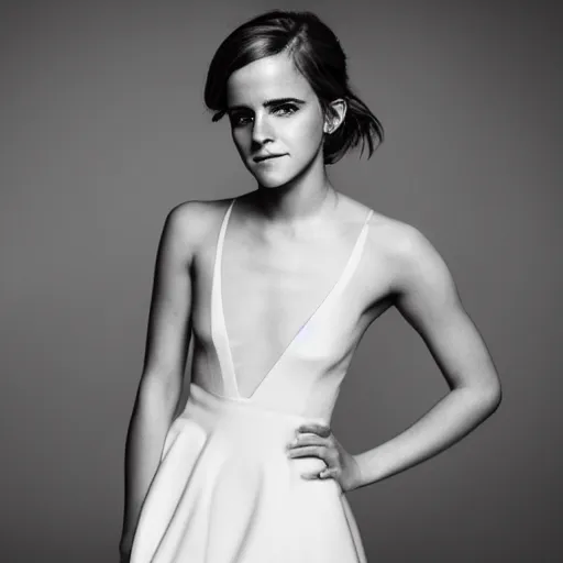 Image similar to an extremely beautiful studio photo of emma watson wearing open toe high heels and wearing a white dress, pale skin, rule of thirds, very very very beautiful!, hard focus, full body shot, studio photo, 9 0 mm, f / 1. 4