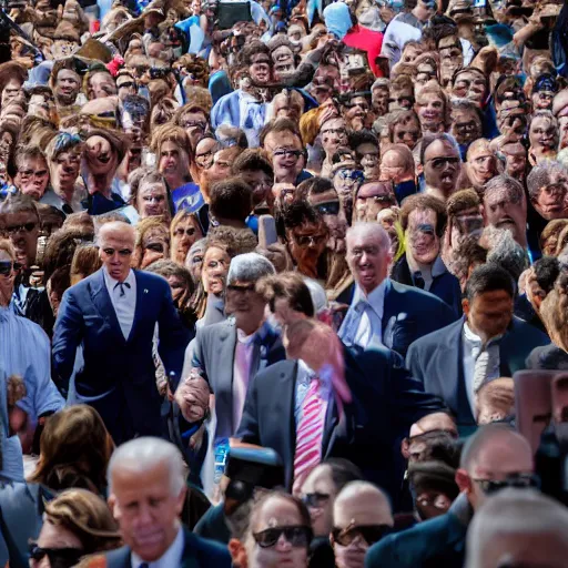 Prompt: photo of joe biden walking confusedly through a crowd, 4 k, hdr