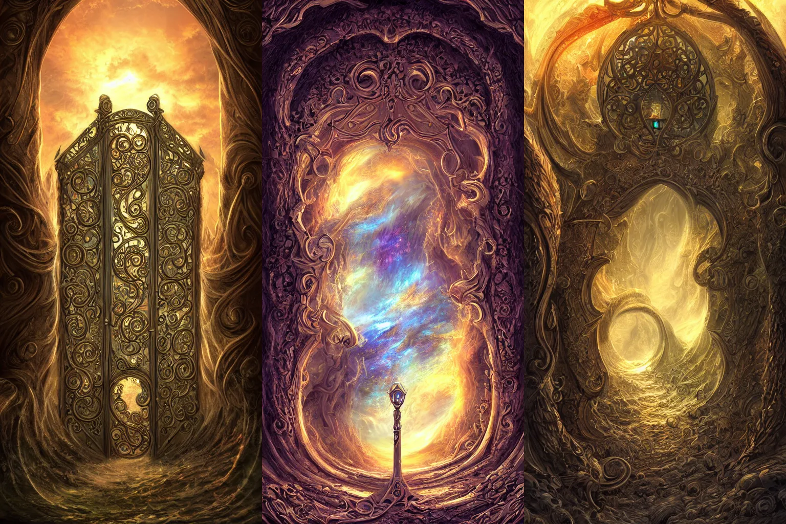 Prompt: the gate to the eternal kingdom of swirl, fantasy, digital art, hd, detailed.