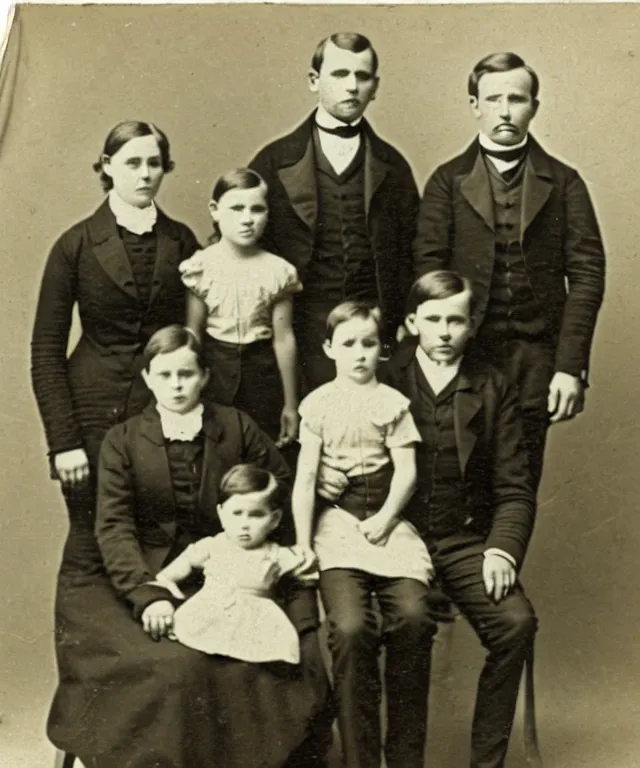 Image similar to an old photo of a family from the 1 9 th century