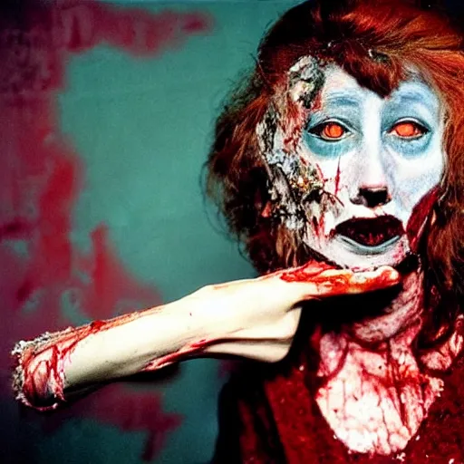 Prompt: horror art, deep bleeding decaying colors!, professional photograph taken by Cindy Sherman