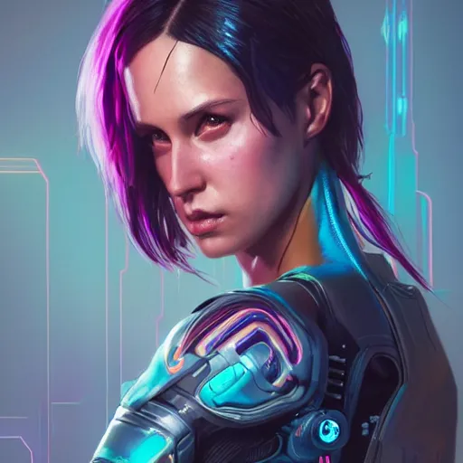 Prompt: an athletic humanoid girl, cyberpunk 2070, synthwave, highly detailed, digital painting, artstation, concept art, sharp focus, illustration, art by artgerm and greg rutkowski and alphonse mucha