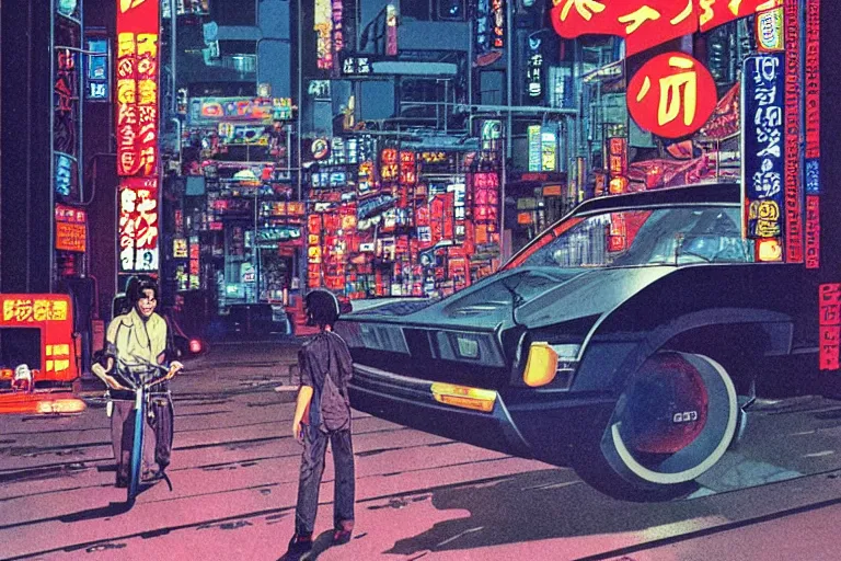 Image similar to 1 9 7 9 omni magazine cover of a fish delivery cart in neo - tokyo. art in cyberpunk style by vincent di fate